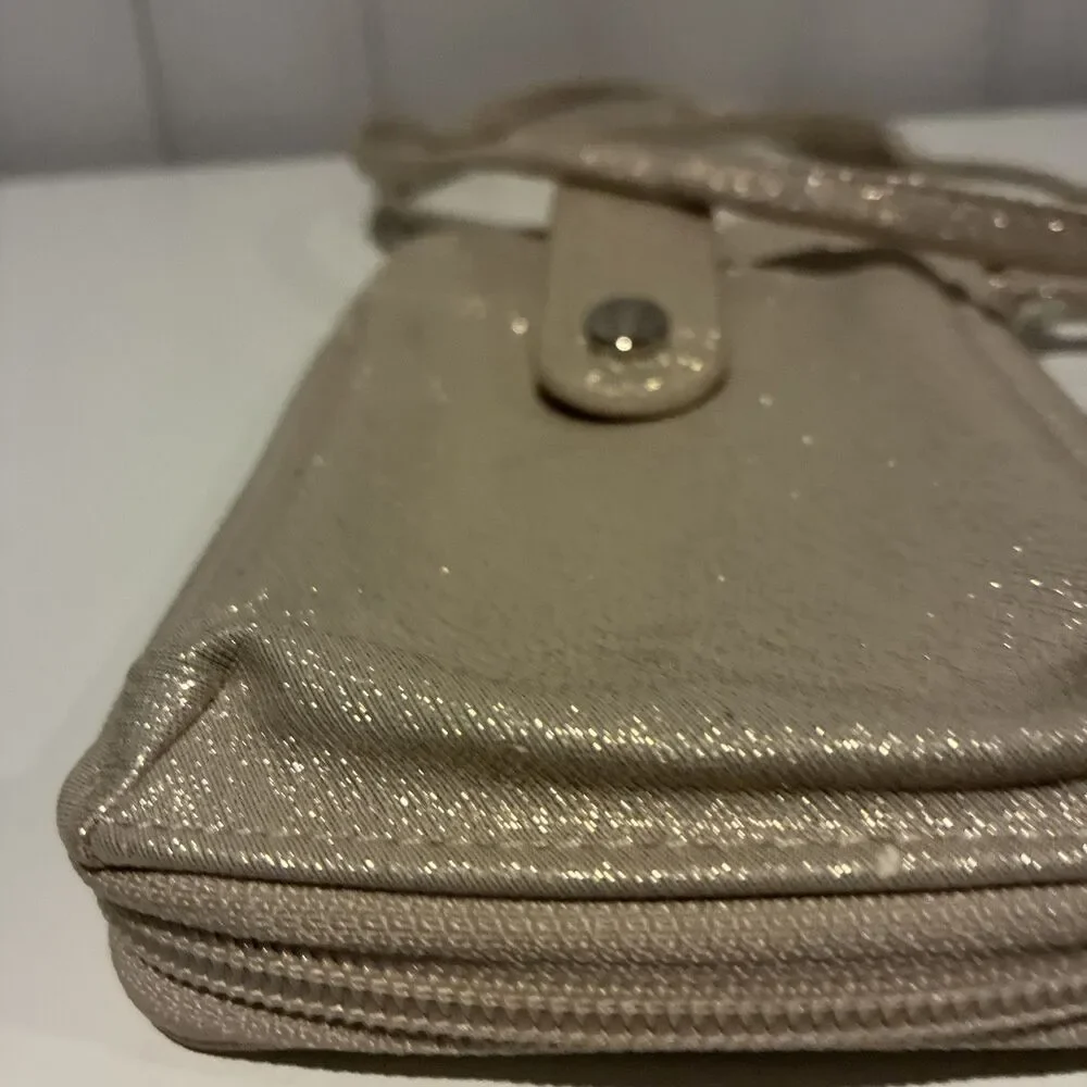 Kelly & Katie Glitter Crossbody Wallet-Champagne Gold-